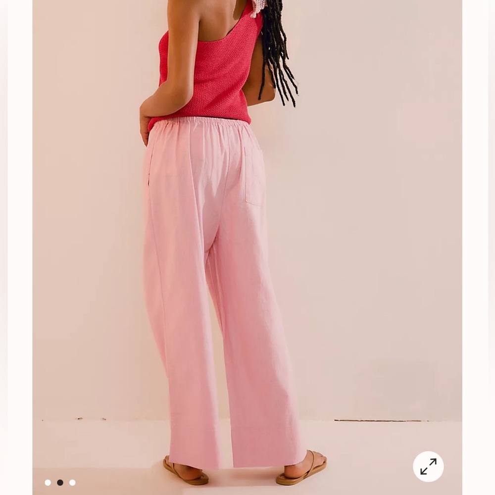 Free People Livin' In It Cotton-Linen Slouchy Beach Pants Orchid Pink medium - Picture 4 of 12